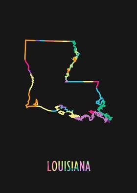 Louisiana Map Black