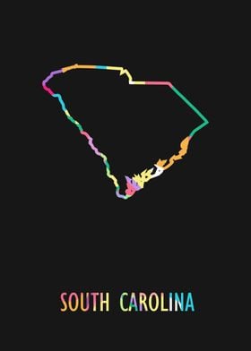 South Carolina Map Black