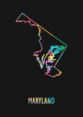 Maryland Map Black