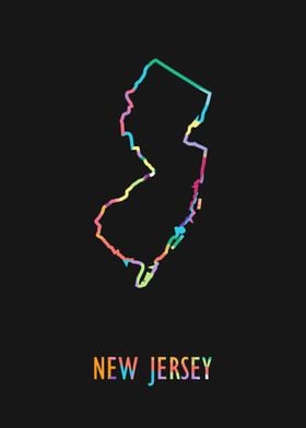 New Jersey Map Black