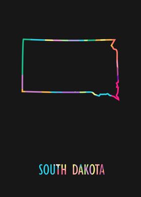 South Dakota Map Black