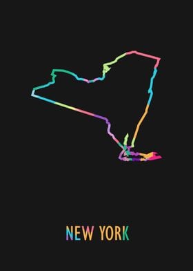 New York Map Black