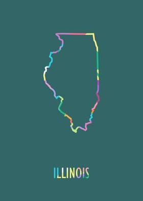 Illinois Map Green Bg