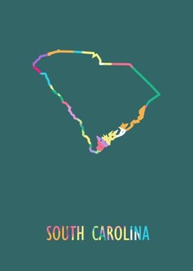 South Carolina Map Green b