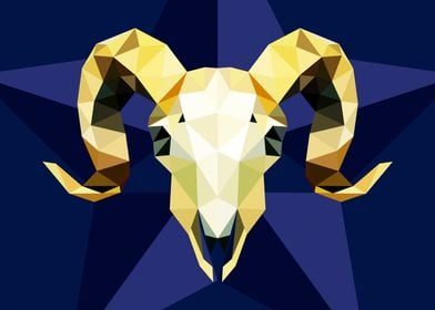 Gold Ram Skull