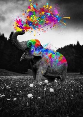 BNW Elephant Color Splash
