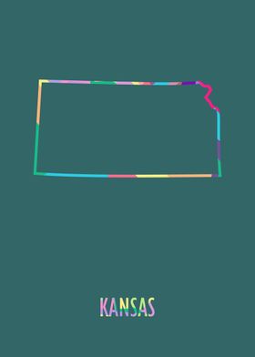 Kansas Map Green Bg