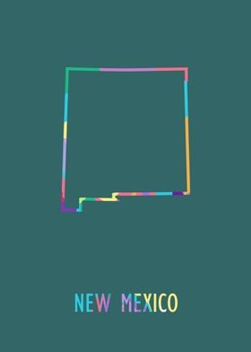 New Mexico Map Green Bg