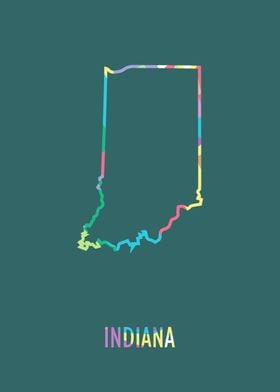 Indiana Map Green Bg