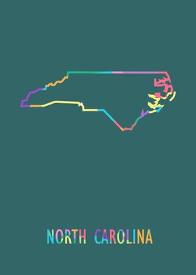 North Carolina Map Green B