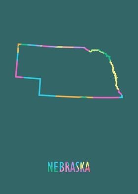 Nebraska Map Green Bg