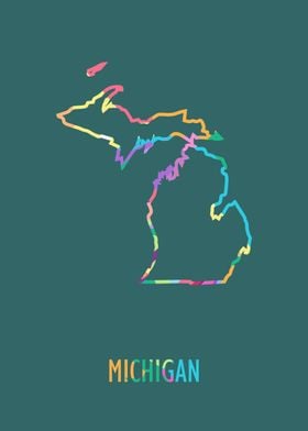 Michigan Map Green Bg