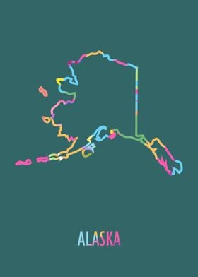 Alaska Map Green Bg