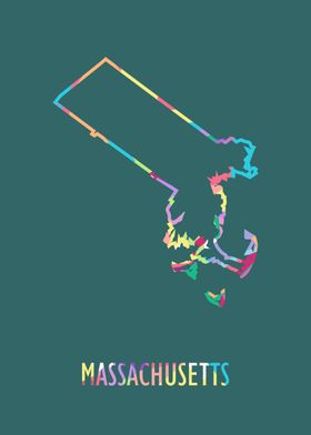 Massachusetts Map Green Bg