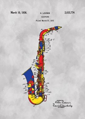 Saxophone Patent on Grey