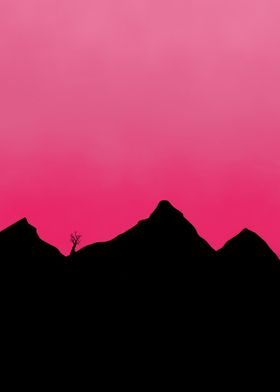 A silhouette of mountains