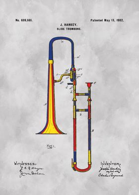 Trombone Patent on Grey