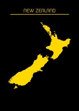 New Zealand Map Gold