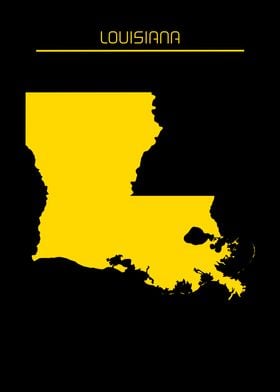 Louisiana Map Gold