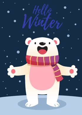 hello winter polar bear 