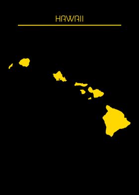 Hawaii Map Gold