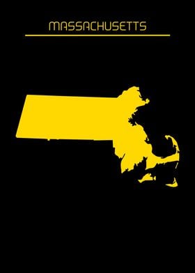 Massachusetts Map Gold