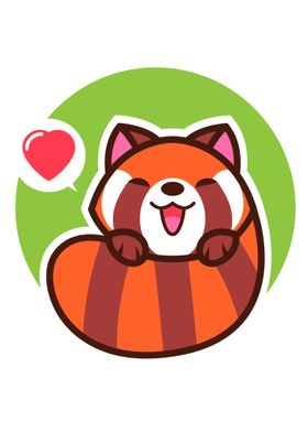 Cute red panda with love