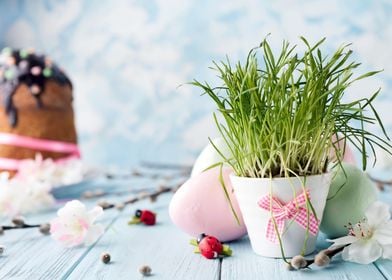 flowerpot with a grass