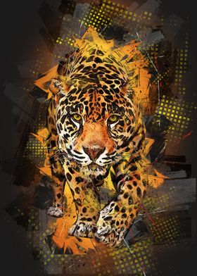Abstract Gold Leopard