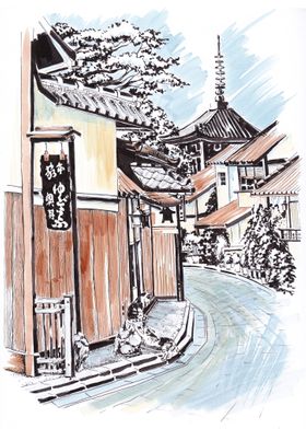 Japanese town Sketch