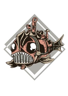 Steampunk mechanical fish