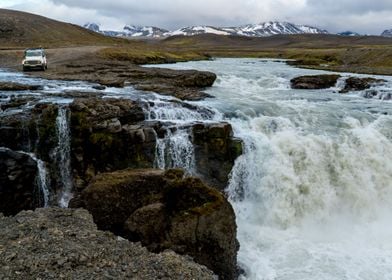 Waterfall by car