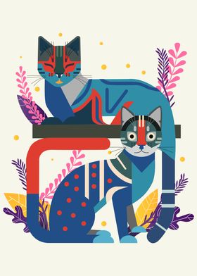 Colorful Couple Cat