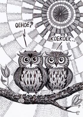 Two Cute Owls Talking