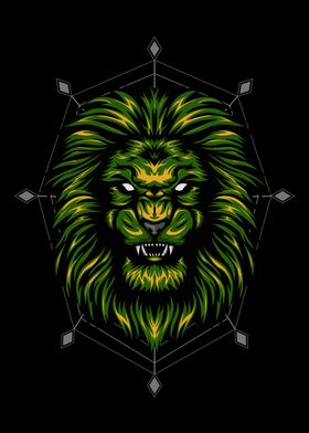 green lion illustration