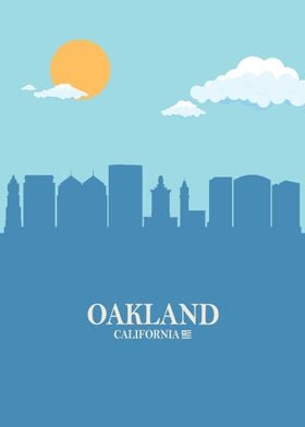 oakland City Skyline blue