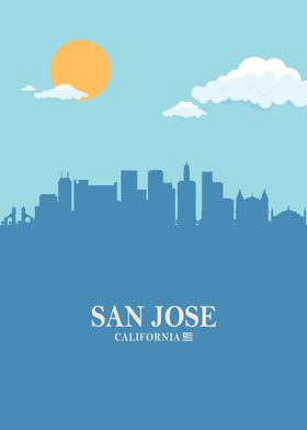 san jose City Skyline blue