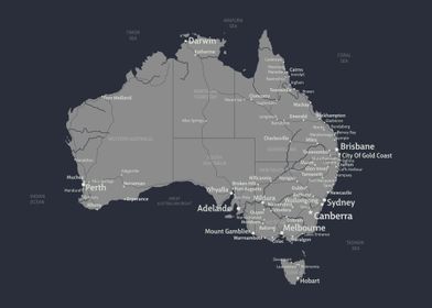 AUSTRALIA Map Dark version