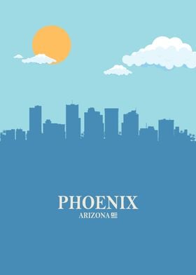 phoenix City Skyline blue