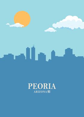 peoria City Skyline blue