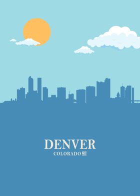 denver city Skyline blue