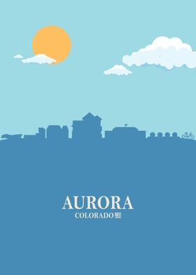 aurora city Skyline blue