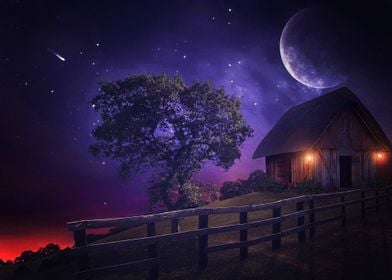 Artistic  Shed Fence Moon 