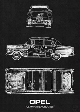 knelpunt dennenboom In de meeste gevallen Opel Olympia Rekord 1958' Poster by MICHAEL BRUNS PLATES | Displate