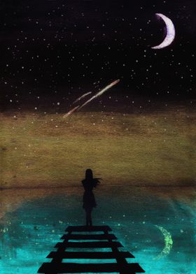 Girl in the night sky