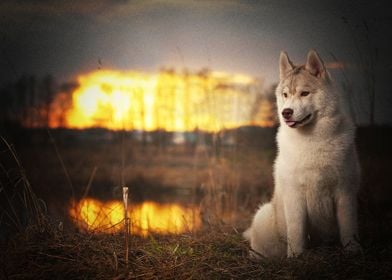  Husky Dogs Pet Dog Sunset