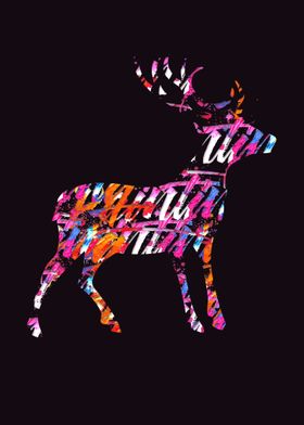 deer on painting colorful
