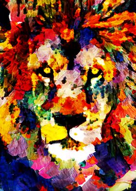 colorful lion head