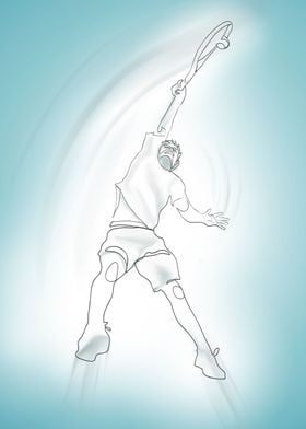 Tennis player line art