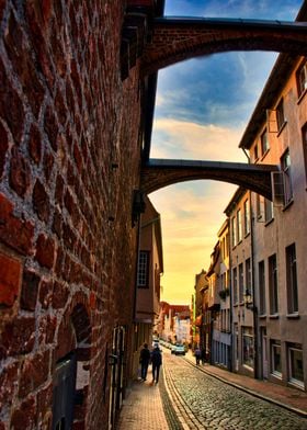 Street between buildings 